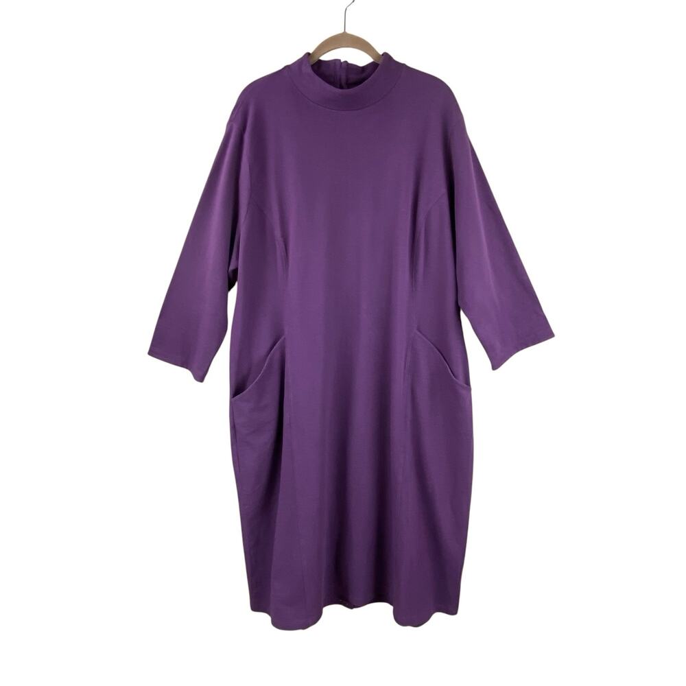 WoolOvers Purple High Neck Shift Dress Size XL New With Tag